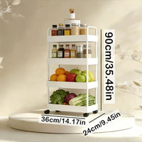 Rolling Cart Shelf, White, Four-Tier
