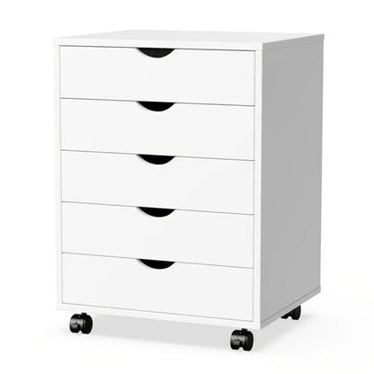 Dresser, Rolling on Wheels with 5 Drawers, Compact Wooden Storage Cabinet for Bedroom shown in the main product view