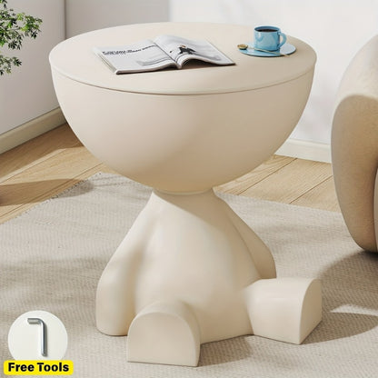 Round End Table with Hidden Storage, Small Sofa Side Table for Living Room detail image - detail view 15