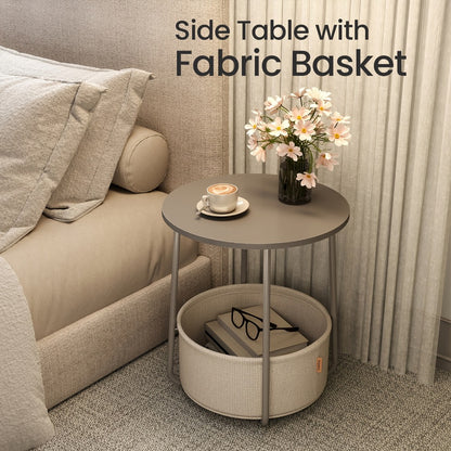 Round Fabric Side Table, Bedside End Table for Work, Display, and Everyday Use detail image - detail view 4