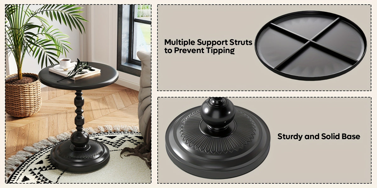 Round Metal Outdoor Side Table, Patio End Table for Outdoor Serving and Relaxation detail image - detail view 14