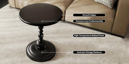 Round Metal Outdoor Side Table, Patio End Table for Outdoor Serving and Relaxation detail image - detail view 15