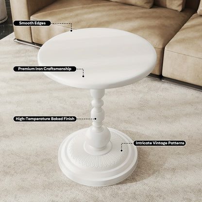Round Metal Outdoor Side Table, Patio End Table for Outdoor Serving and Relaxation detail image - detail view 7