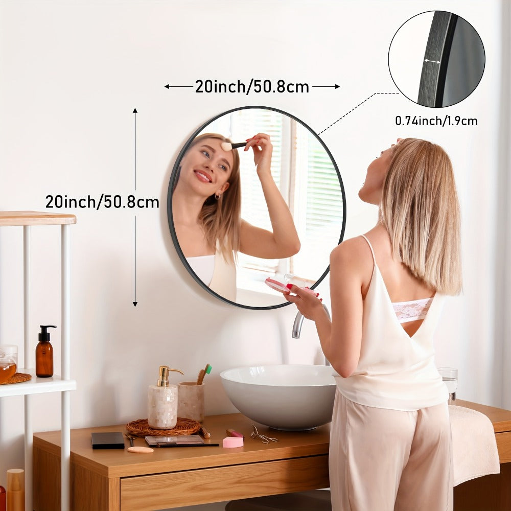 Round Metal Wall Mirror, Decorative Wall Mirror for Dressing and Daily Routines detail image - detail view 3