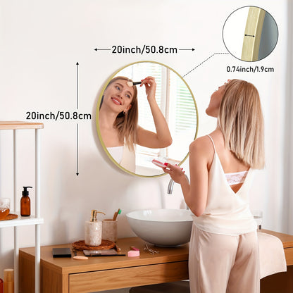 Wall Mirror shown in the 【Golden color】, 20in option