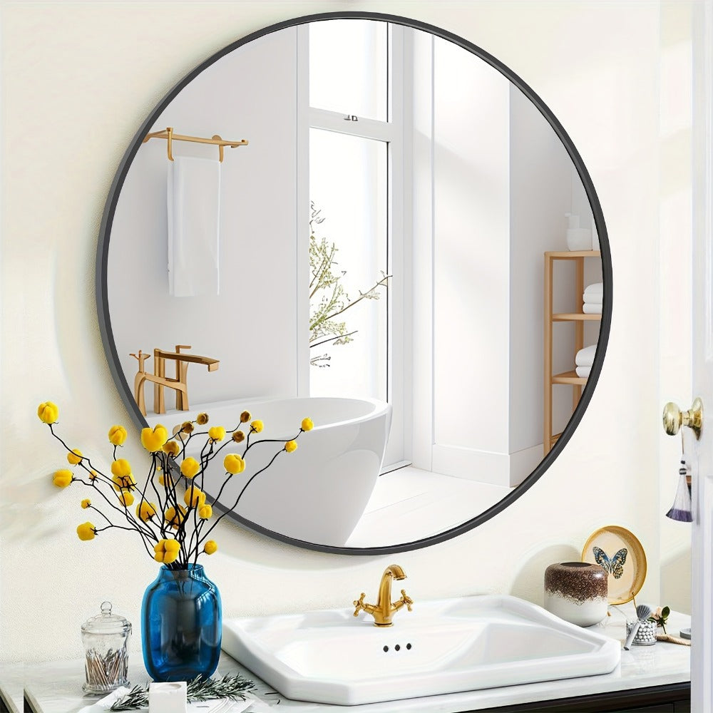 Round Metal Wall Mirror, Entryway Accent Mirror for Dressing and Daily Routines detail image - detail view 3