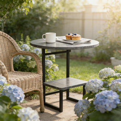 Round Outdoor Side Table with Weather-Resistant Finish and Multiple Color Options detail image - detail view 10