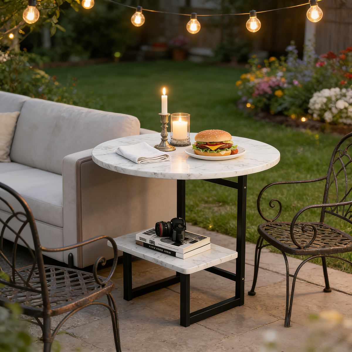 Outdoor Side Table shown in the White option