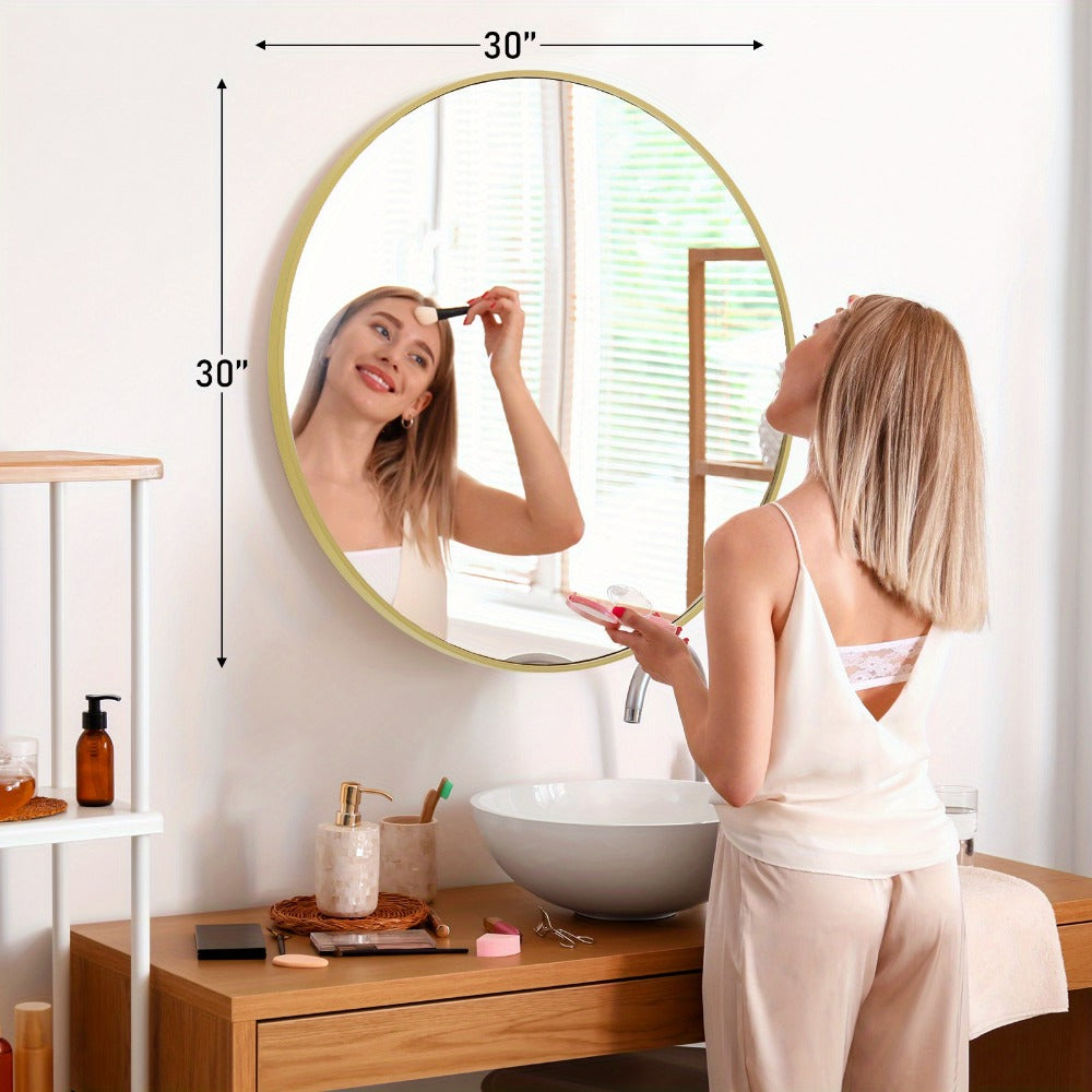 Round Wall Mirror, Entryway Accent Mirror for Dressing and Daily Routines detail image - detail view 9