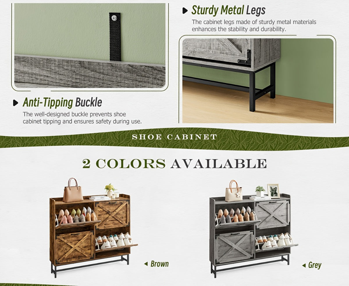 Shoe Cabinet with Large-Capacity Storage, Entryway Shoe Organizer detail image - detail view 22