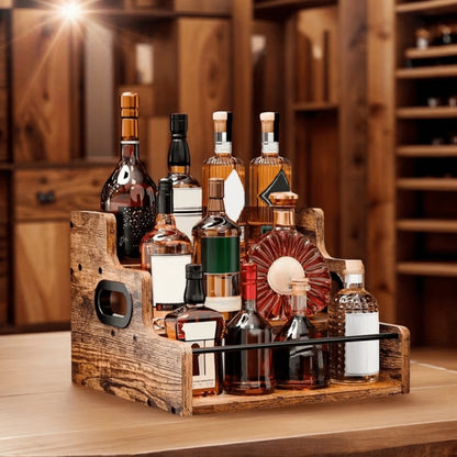 Solid Wood Countertop Bottle Display Shelf for Living Room and Kitchen detail image - detail view 9