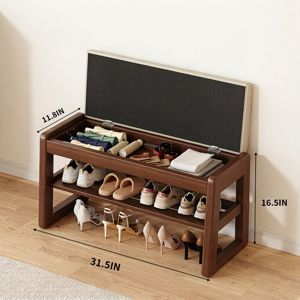 Solid Wood Entryway Shoe Cabinets And Benches with Large-Capacity Storage detail image - detail view 14