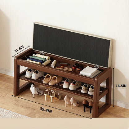 Solid Wood Entryway Shoe Cabinets And Benches with Large-Capacity Storage detail image - detail view 4