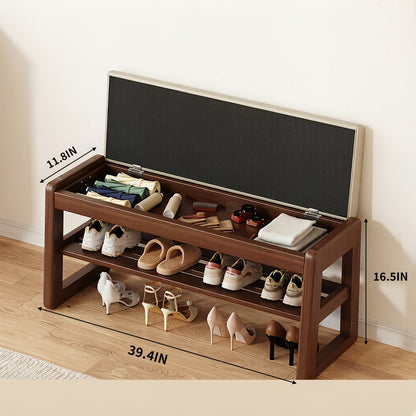 Entryway Shoe Cabinets and Benches shown in the With Storage Walnut Color + 100 Ash Pads option