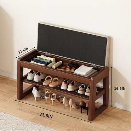 Entryway Shoe Cabinets and Benches shown in the With Storage Walnut Color + 80 Ash Pads option