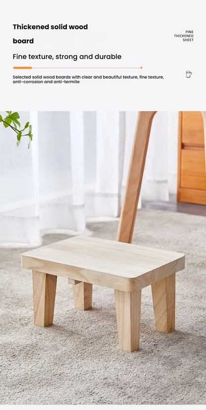 Solid Wood Stool with Footrest and Side Table for Living Room detail image - detail view 16