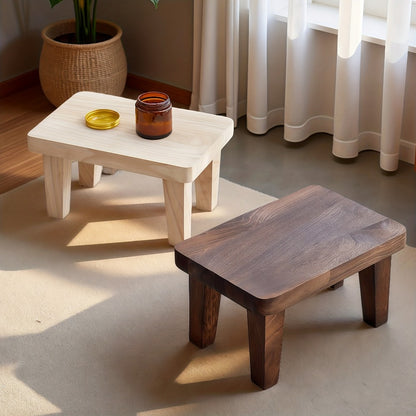 Stool, Solid Wood Japanese Style Square Low Seat Chair No Cushion Footrest for Living Room shown in the main product view