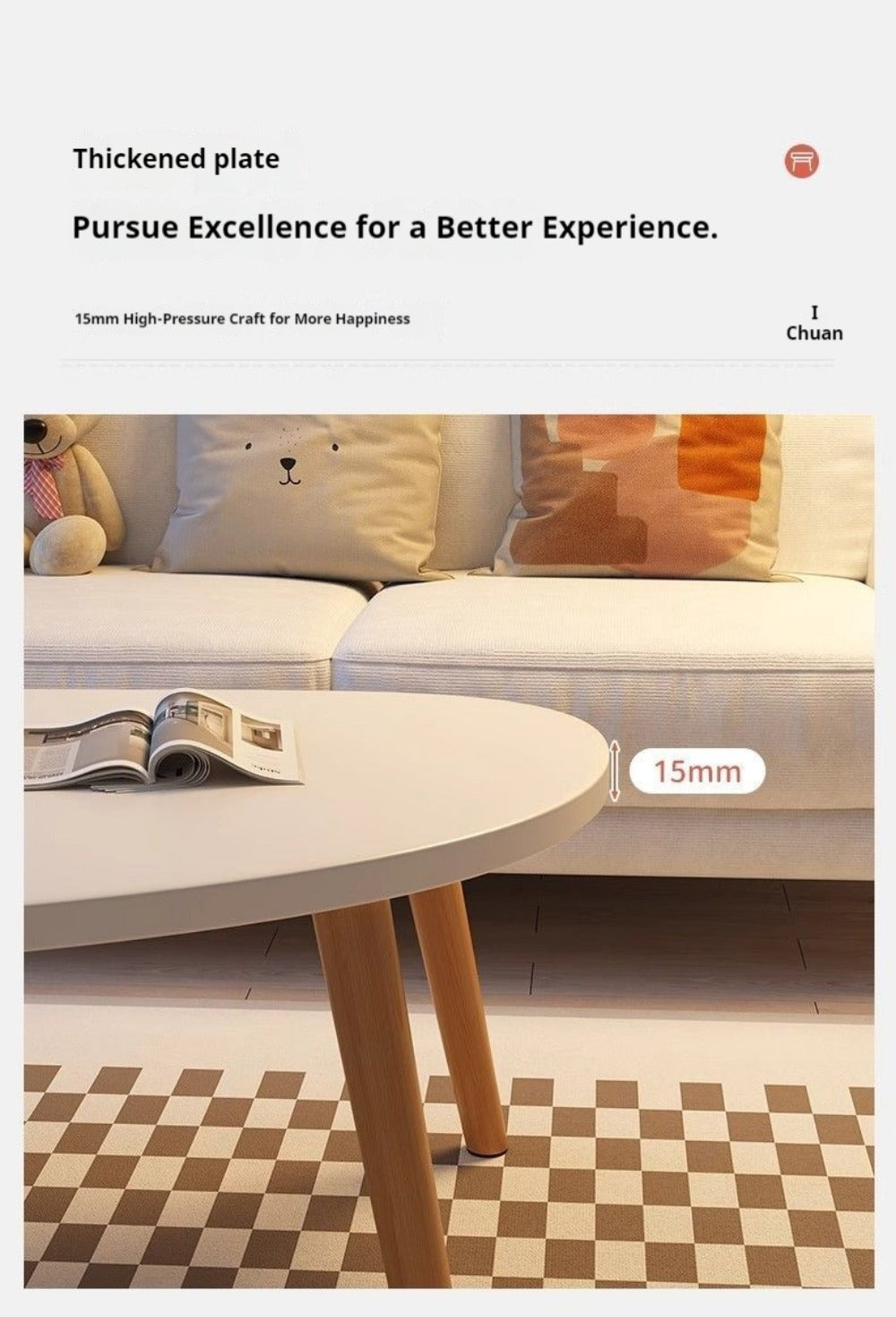 Solid Wood Wood Coffee Table, Modern Accent Table for Living Room detail image - detail view 17