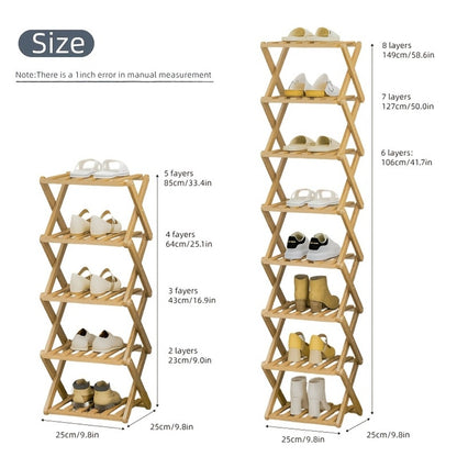 Space-Saving Foldable Shoe Rack, Freestanding Shoe Storage Rack for Entryway detail image - detail view 4