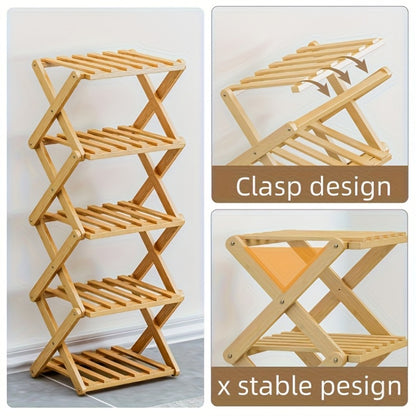 Space-Saving Foldable Shoe Rack, Freestanding Shoe Storage Rack for Entryway detail image - detail view 5