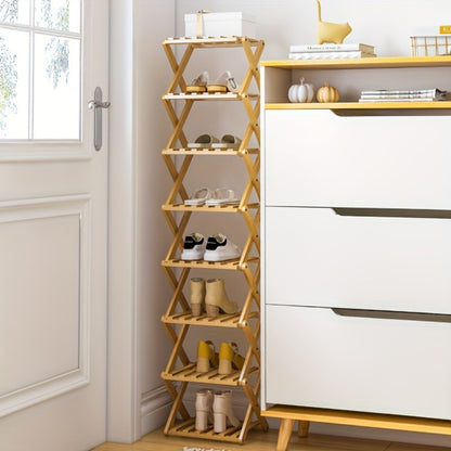 Space-Saving Foldable Shoe Rack, Freestanding Shoe Storage Rack for Entryway detail image - detail view 9