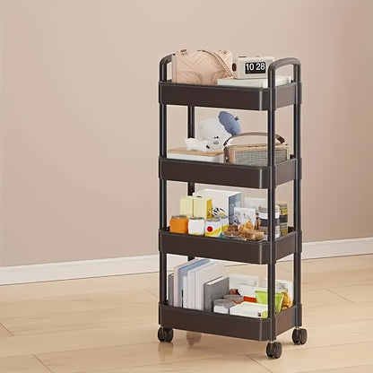 Space-Saving Plastic Rolling Storage Cart with Rolling Wheels detail image - detail view 5