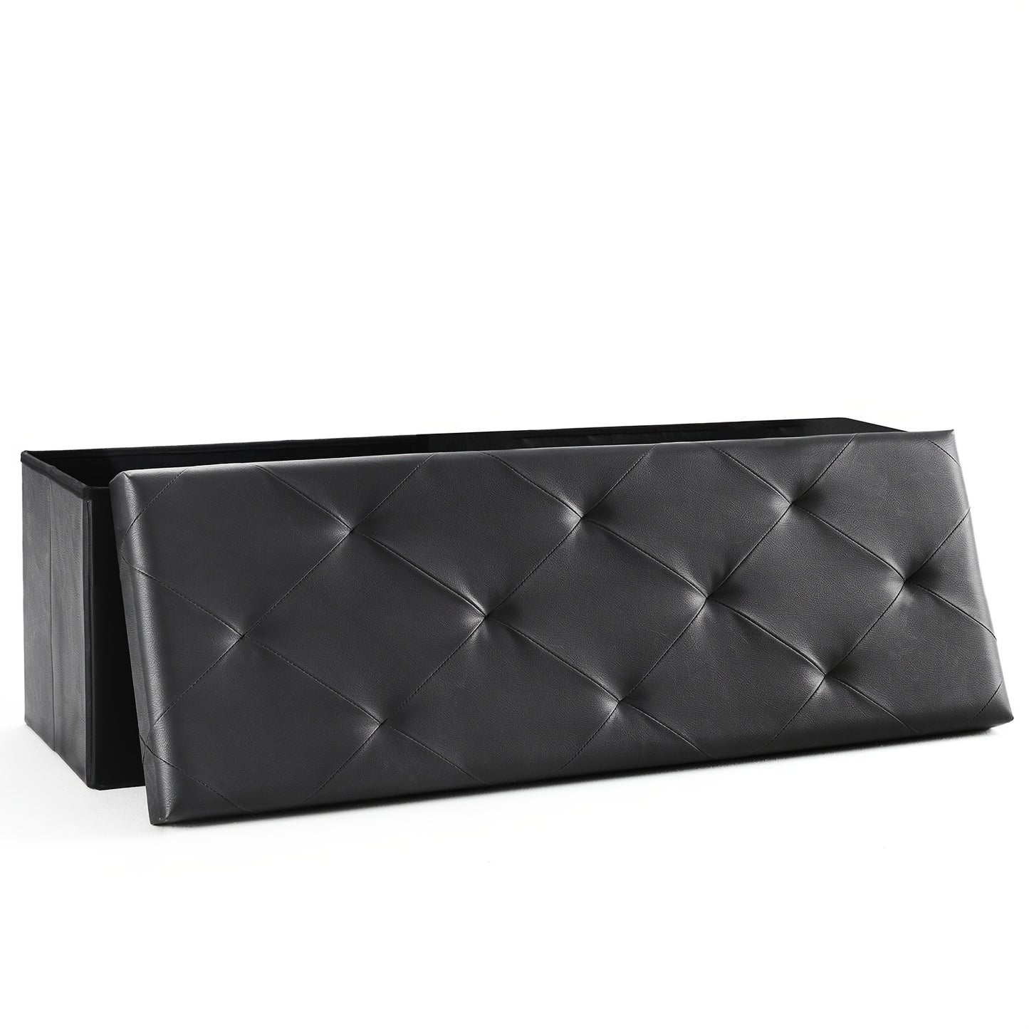 Storage Ottoman shown in the Black, 43 inch option