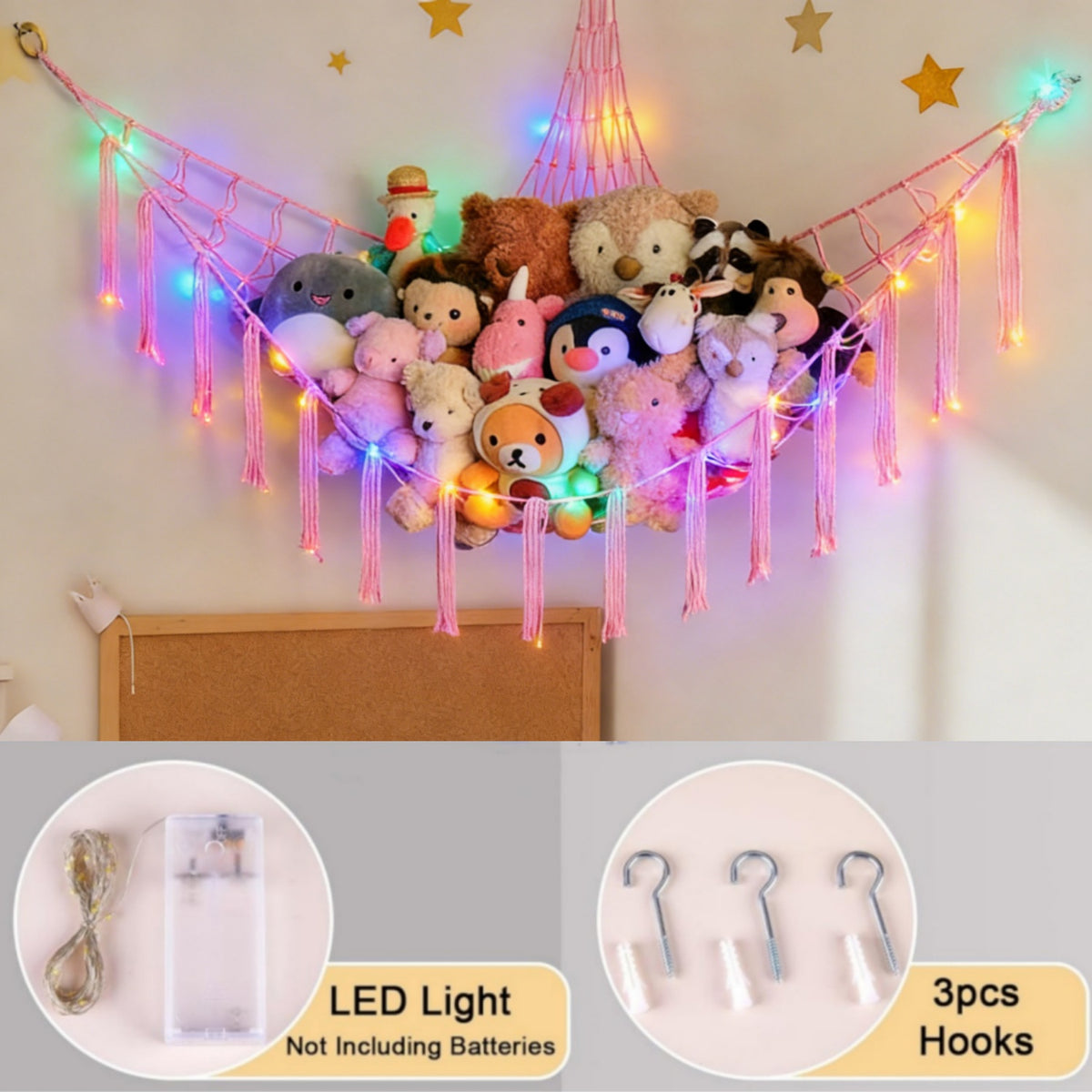 Toy Hammock shown in the Pink Wiht Light option