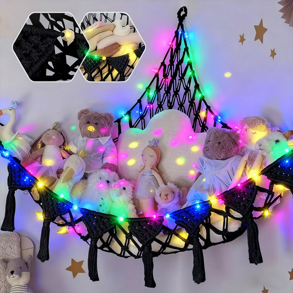 Stuffed Animal Storage Hammock with LED Lighting for Kids' Room detail image - detail view 12