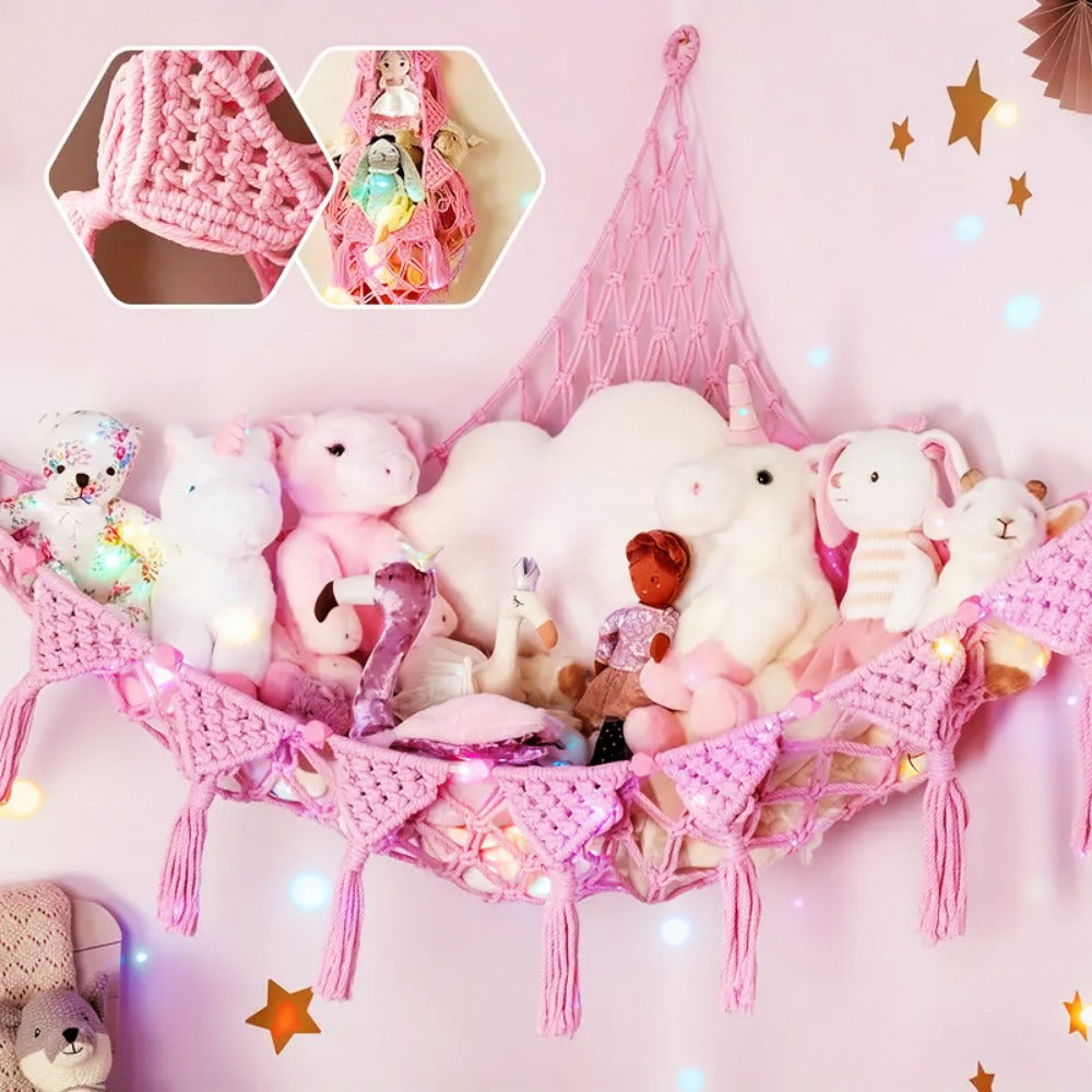 Stuffed Animal Storage Hammock with LED Lighting for Kids' Room detail image - detail view 3