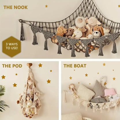 Stuffed Animal Storage Hammock with LED Lighting for Kids' Room detail image - detail view 6