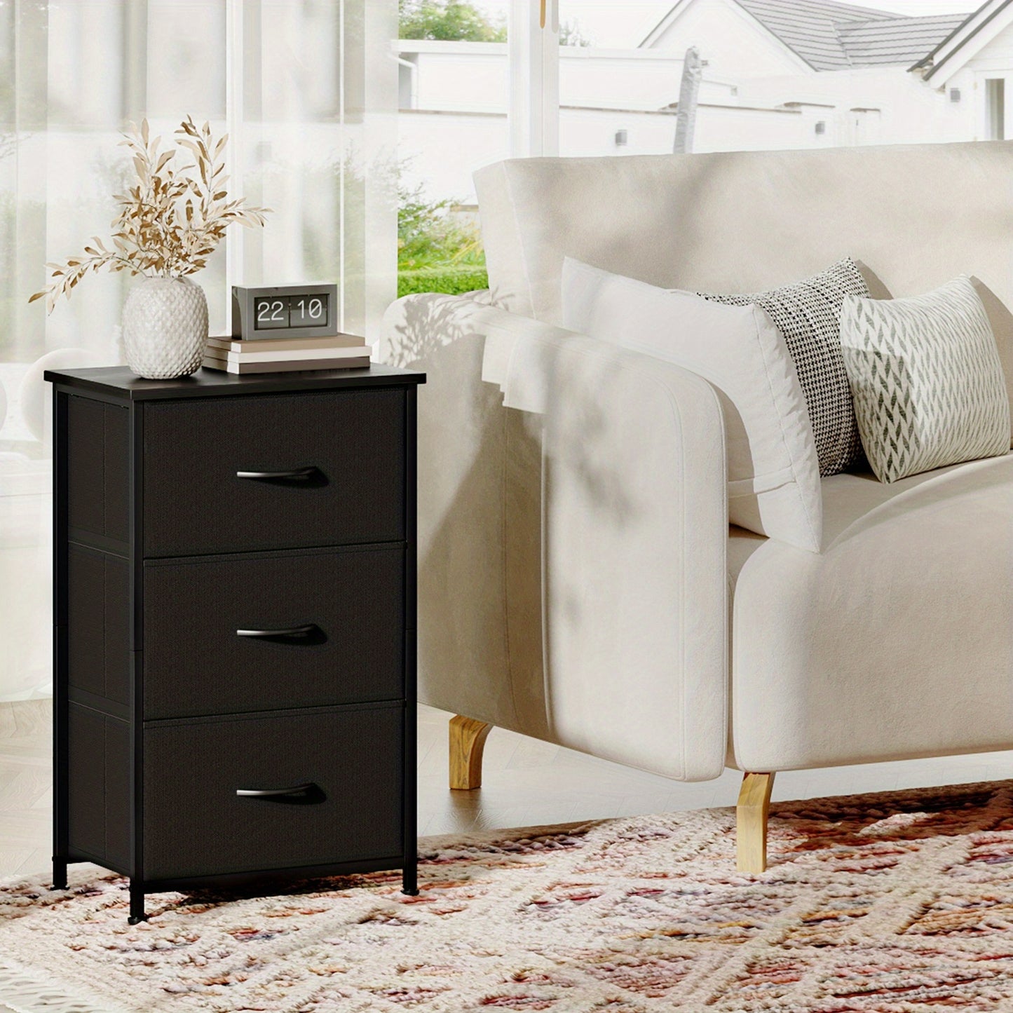 Dresser shown in the Black, 3 Drawers option