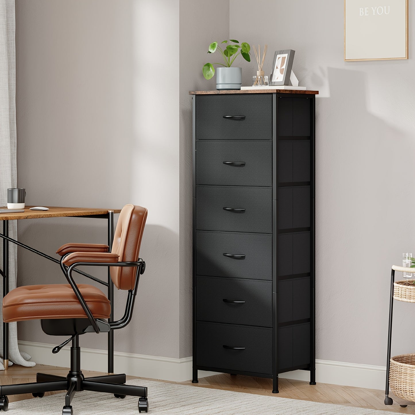 Dresser shown in the Black Rustic Brown, 6 Drawers option