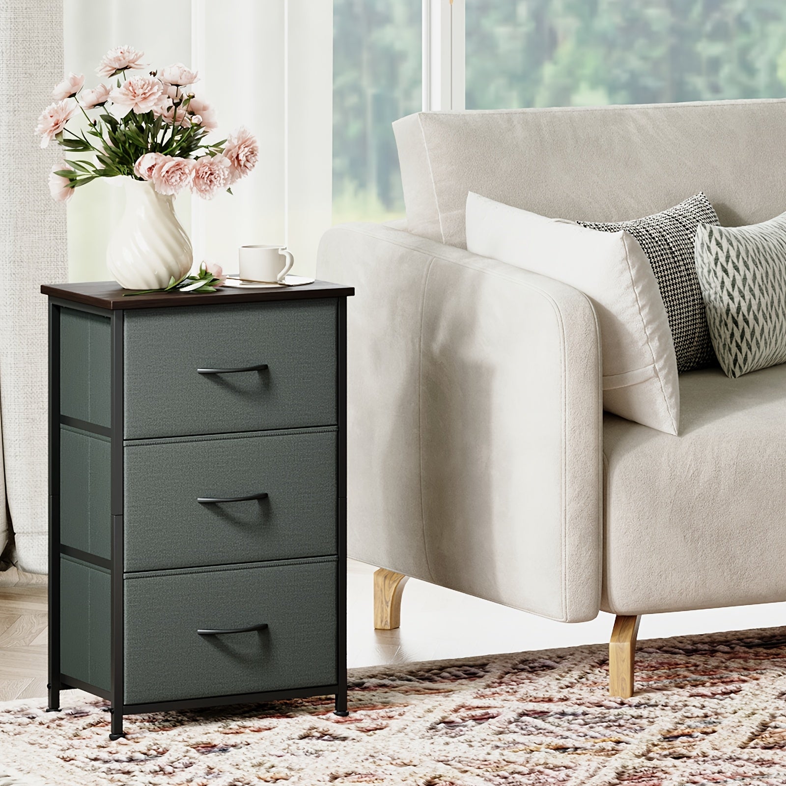 Dresser shown in the Charcoal Gray, 3 Drawers option