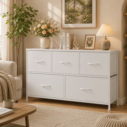 Storage Tower shown in the White, 5 Draws option