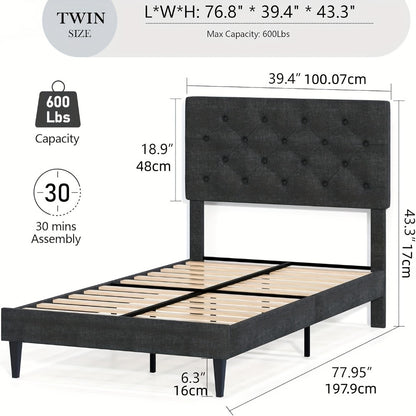 Upholstered Bed Frame, Bedroom Platform Bed for Bedroom Comfort and Support detail image - detail view 10