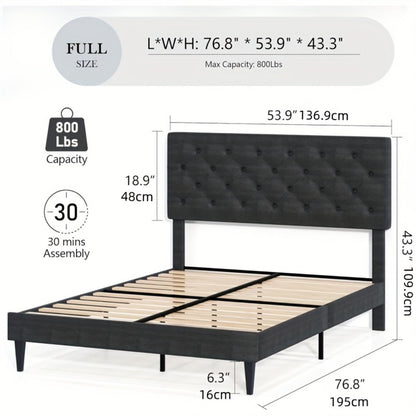 Upholstered Bed Frame, Bedroom Platform Bed for Bedroom Comfort and Support detail image - detail view 12