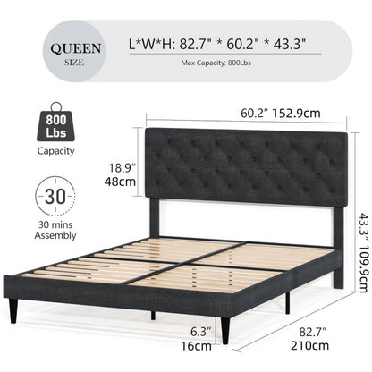 Upholstered Bed Frame, Bedroom Platform Bed for Bedroom Comfort and Support detail image - detail view 13