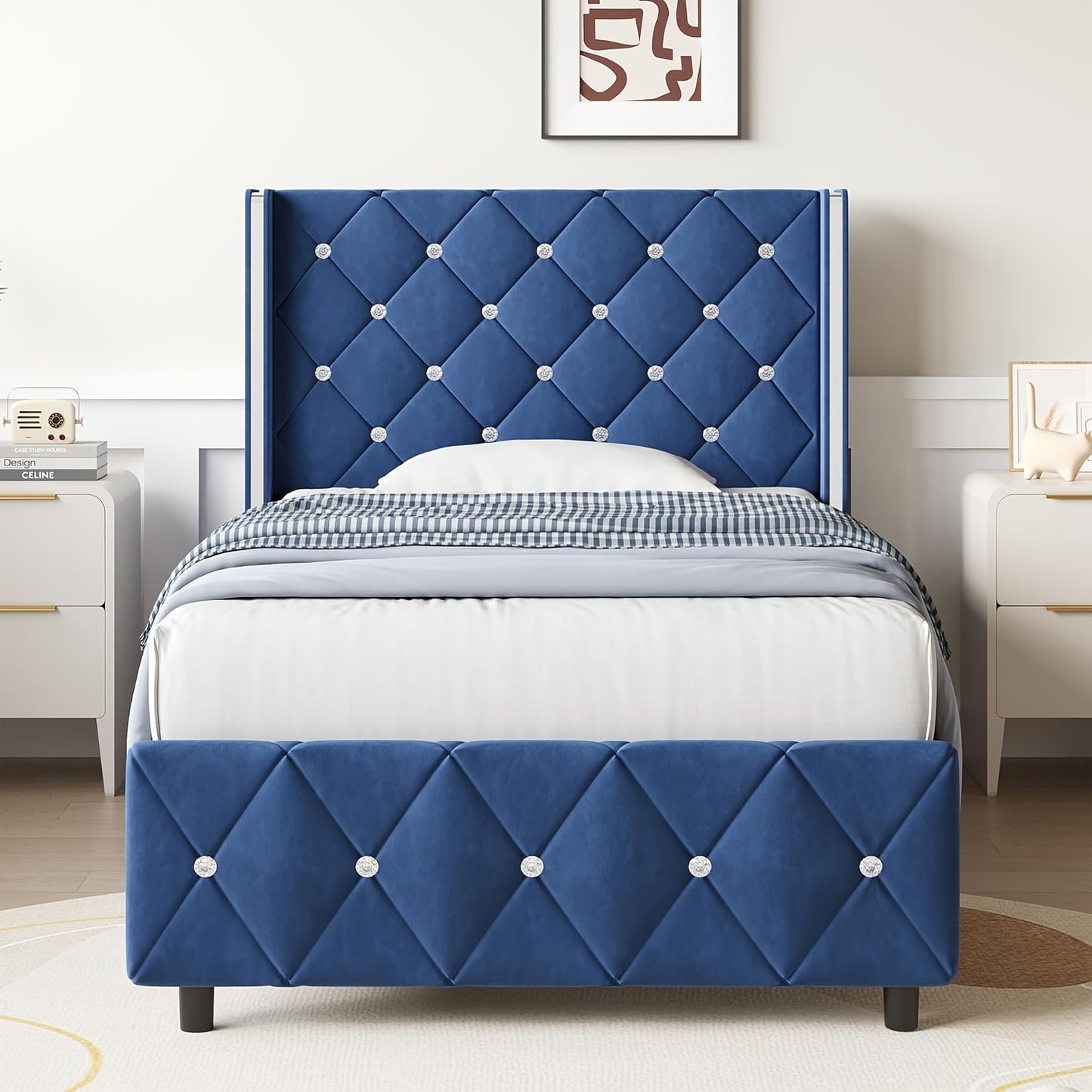 Bed Frame shown in the Blue, Twin option