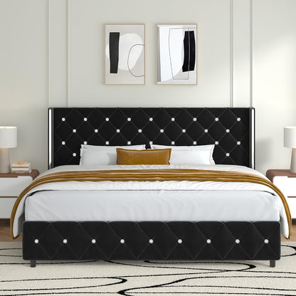 Upholstered Bed Frame with No Box Spring Needed, Bedroom Platform Bed detail image - detail view 11