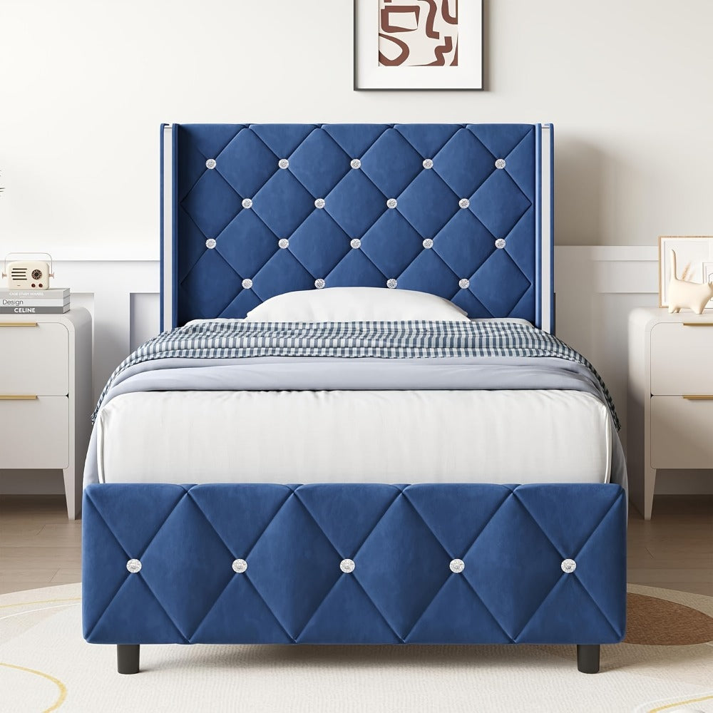Upholstered Bed Frame with No Box Spring Needed, Bedroom Platform Bed detail image - detail view 13