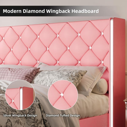 Upholstered Bed Frame with No Box Spring Needed, Bedroom Platform Bed detail image - detail view 14