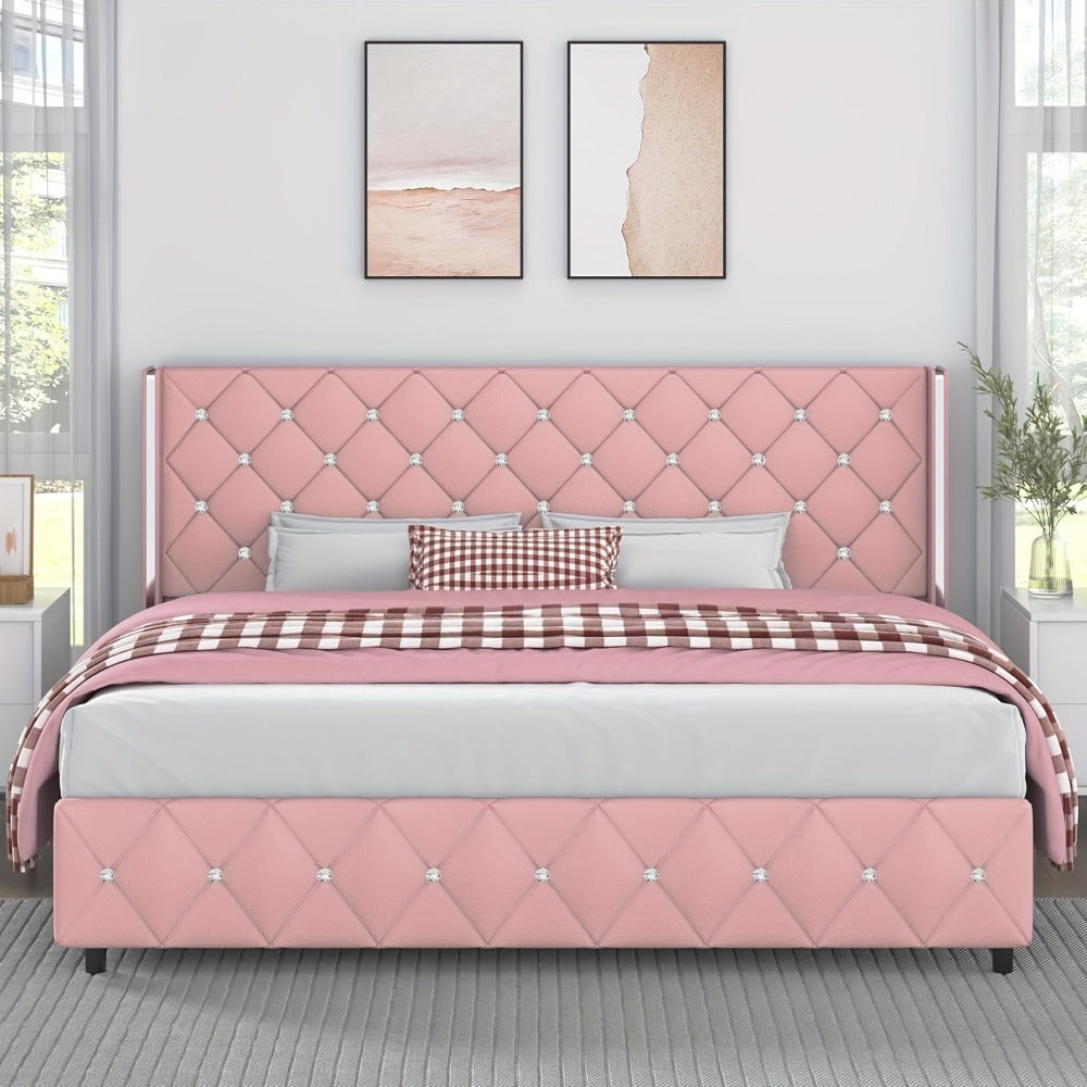 Upholstered Bed Frame with No Box Spring Needed, Bedroom Platform Bed detail image - detail view 24