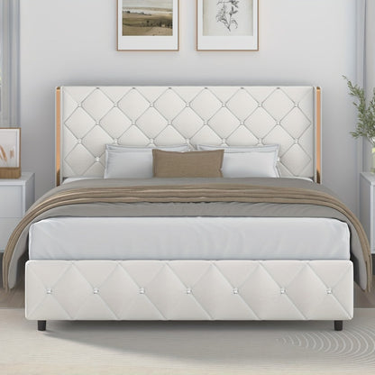 Upholstered Bed Frame with No Box Spring Needed, Bedroom Platform Bed detail image - detail view 26