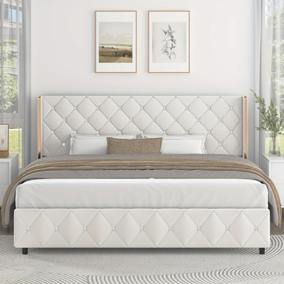 Upholstered Bed Frame with No Box Spring Needed, Bedroom Platform Bed detail image - detail view 27