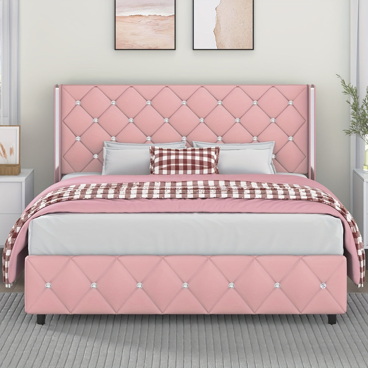 Bed Frame shown in the pink, Full option