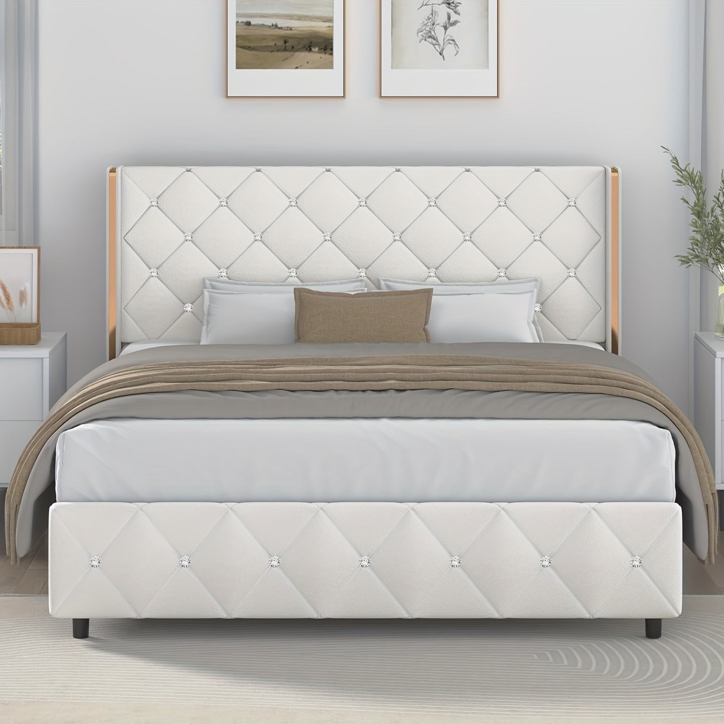 Bed Frame shown in the White, Full option