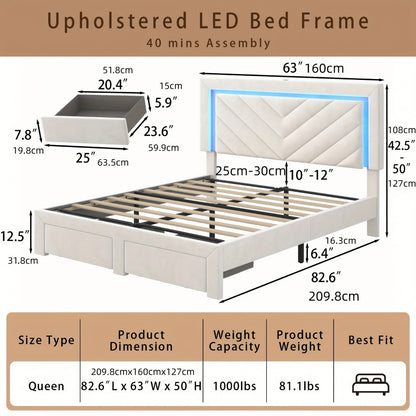 Upholstered Bed Frame with Storage Drawers and Charging Station detail image - detail view 10