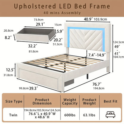 Upholstered Bed Frame with Storage Drawers and Charging Station detail image - detail view 8
