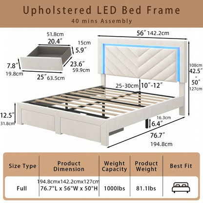 Upholstered Bed Frame with Storage Drawers and Charging Station detail image - detail view 9